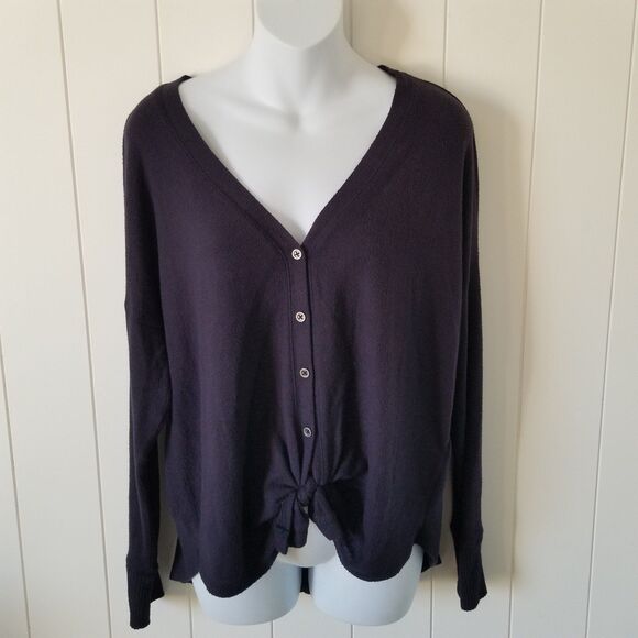 Abercrombie & Fitch Sweater Cardigan Womens Small Blue Tie Front Preppy - Picture 1 of 9